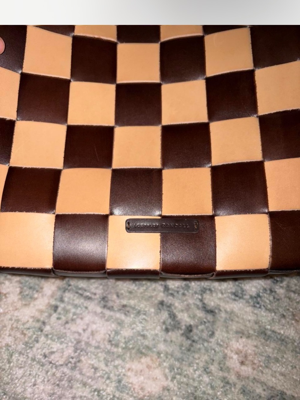 Loeffler Randall Klara Brown & Cream Woven Checkerboard leather Tote bag - Picture 7 of 7